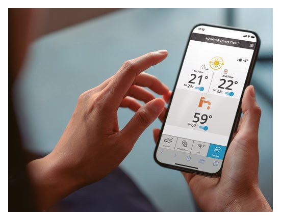 Aquarea Smart Cloud App auf dem Smartphone